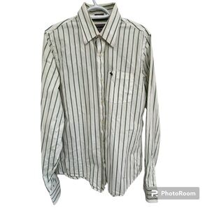 Abercrombie & Fitch, L/S casual dress shirt, green pinned stripe